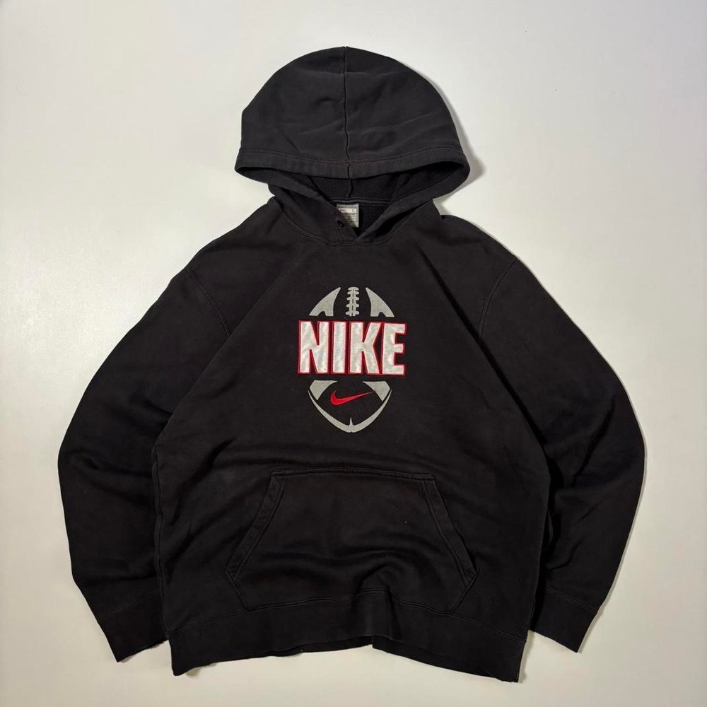 Vintage Y2k Black Nike Football Hoodie - L